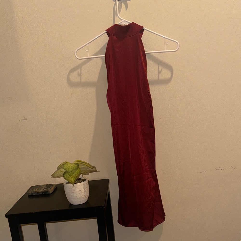 Elegant Burgundy Halter Dress